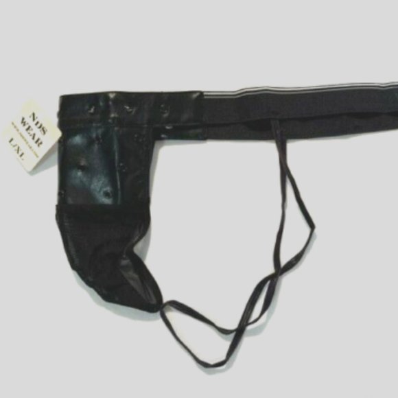 "NDS" Men's Pleather Net Jockstrap-Black (NDS-10100-BLK) Pleather Jockstrap - Picture 6 of 8